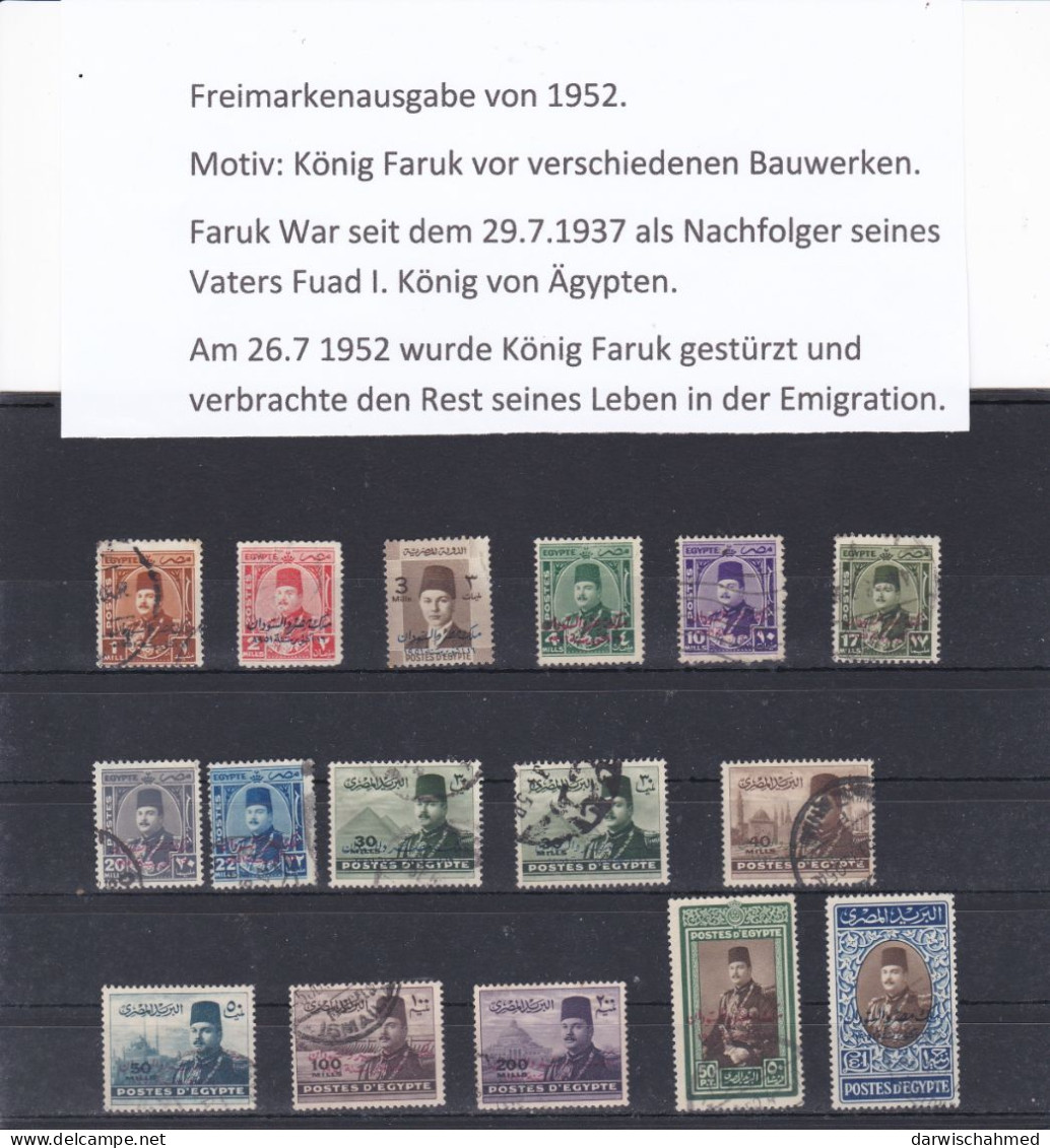 ÄGYPTEN -EGYPT-EGYPTIAN -DYNASTIE -REGIERENDE MONARCHIE -KÖNIG FARUK PORTRÄT 1951 USED - Gebraucht