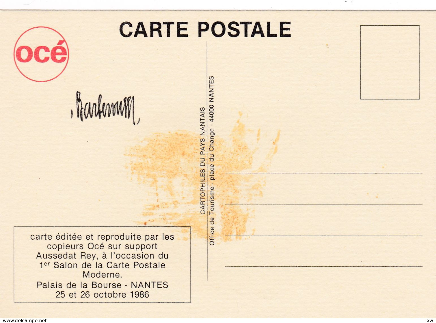 ILLUSTRATEUR - CPM - Barberousse Carte Privée Océ 1er Salon De La Carte Postale Moderne Nantes 1986 AUTOGRAPHE -30-04-24 - Barberousse