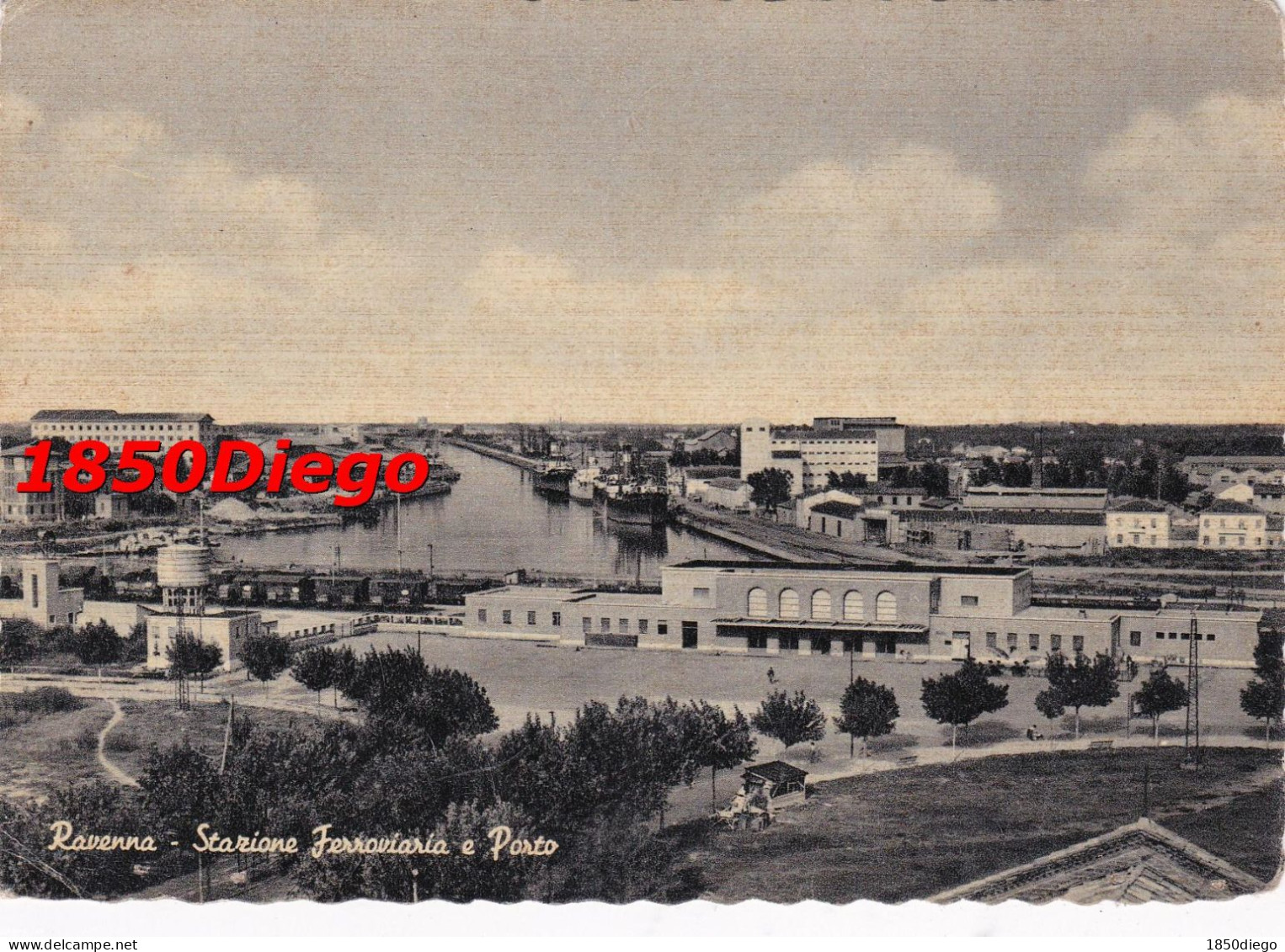 RAVENNA - STAZIONE FERROVIARIA E STAZIONE F/GRANDE VIAGGIATA  1954 ANIMAZIONE - Ravenna