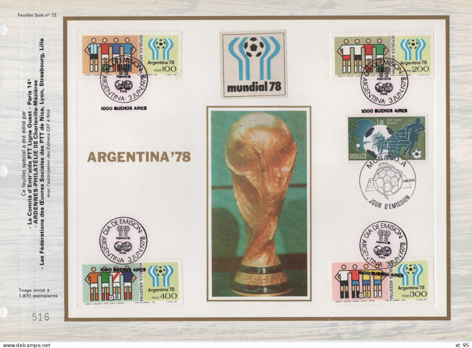 Argentine - CEF N°71 - Argentina 78 - Football - Covers & Documents