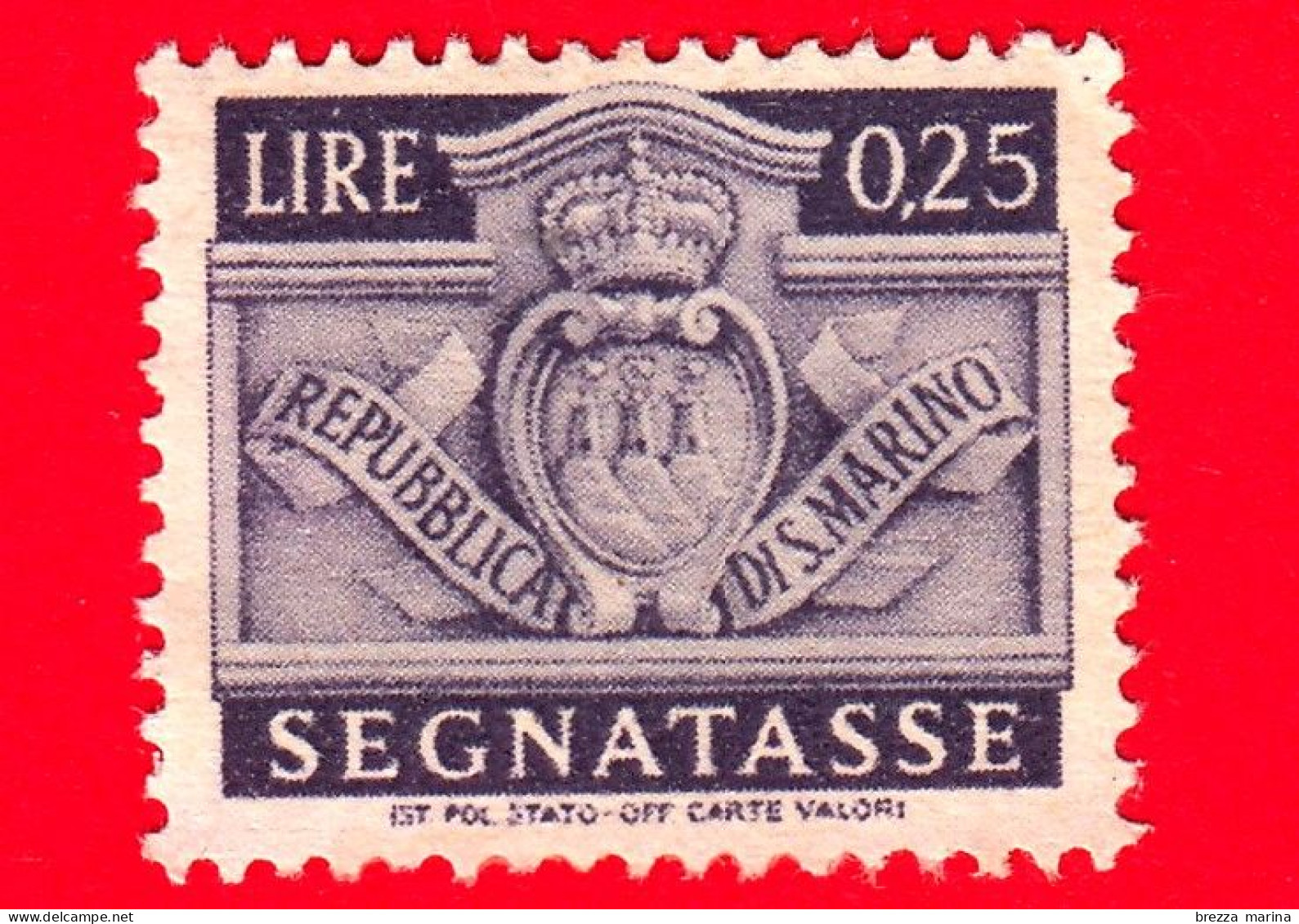 SAN MARINO -  Usato - 1945 - Stemma - Segnatasse -  Stemma Di San Marino - 0.25 - Strafport