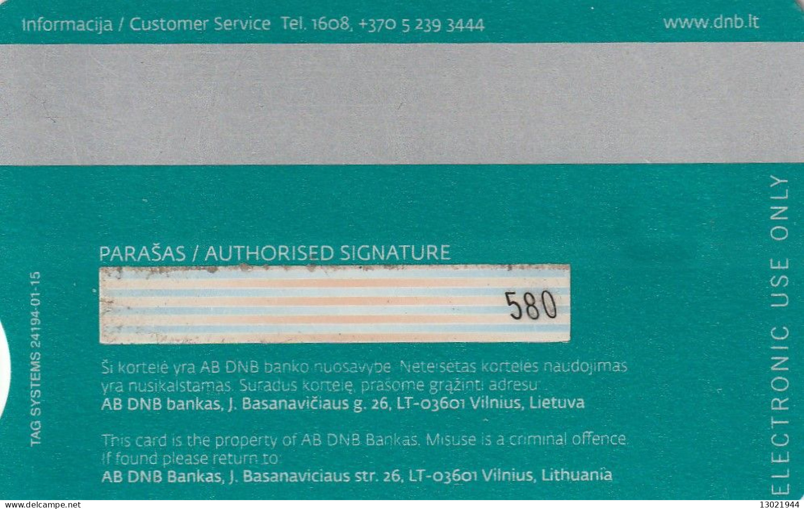 N. 2 LITUANIA BANK  CARDS  - POSSIBLE SALE OF SINGLE CARDS - Carte Di Credito (scadenza Min. 10 Anni)