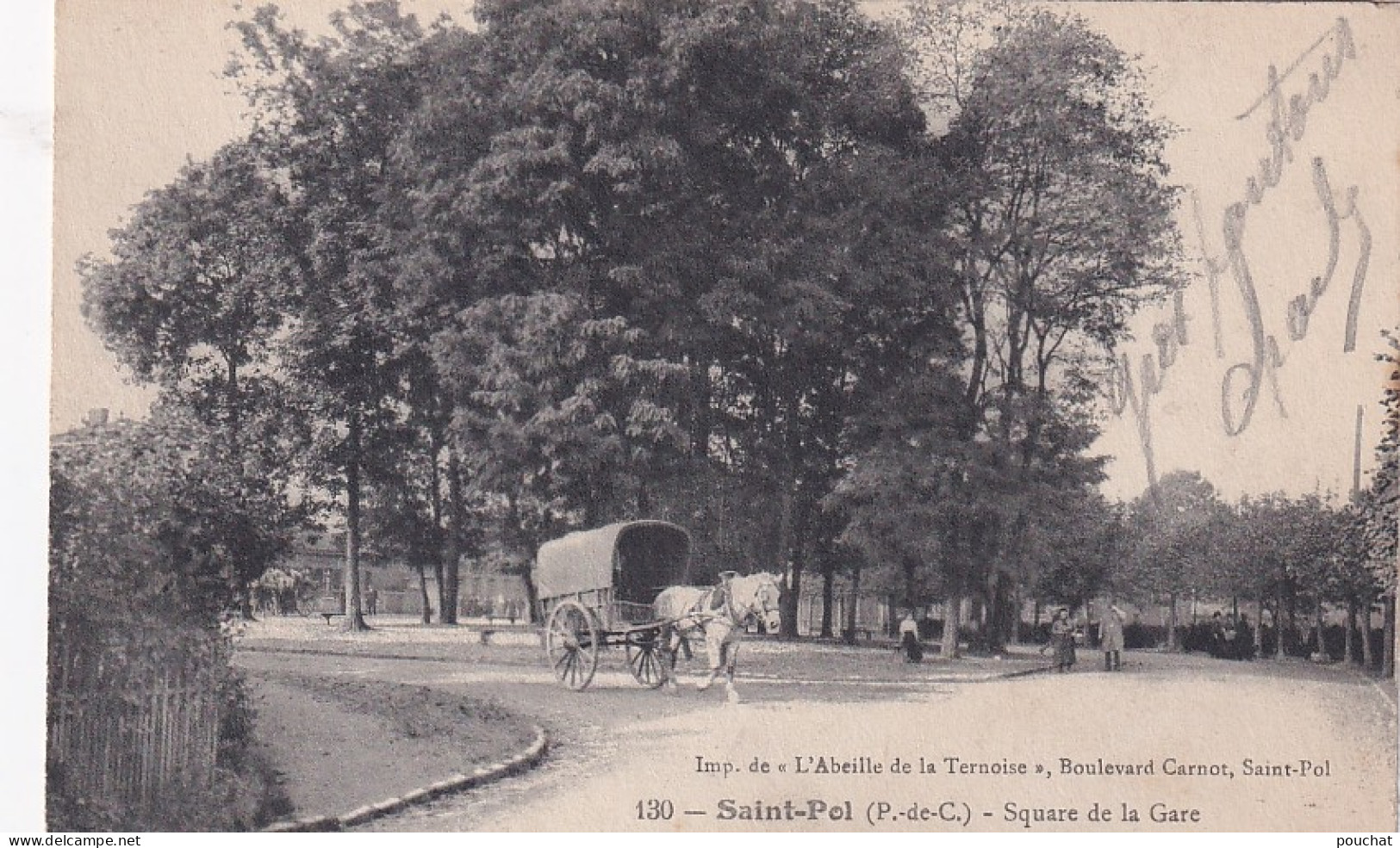 ZA Nw-(62) SAINT POL - SQUARE DE LA GARE - ANIMATION - CARRIOLE A CHEVAL - Saint Pol Sur Ternoise