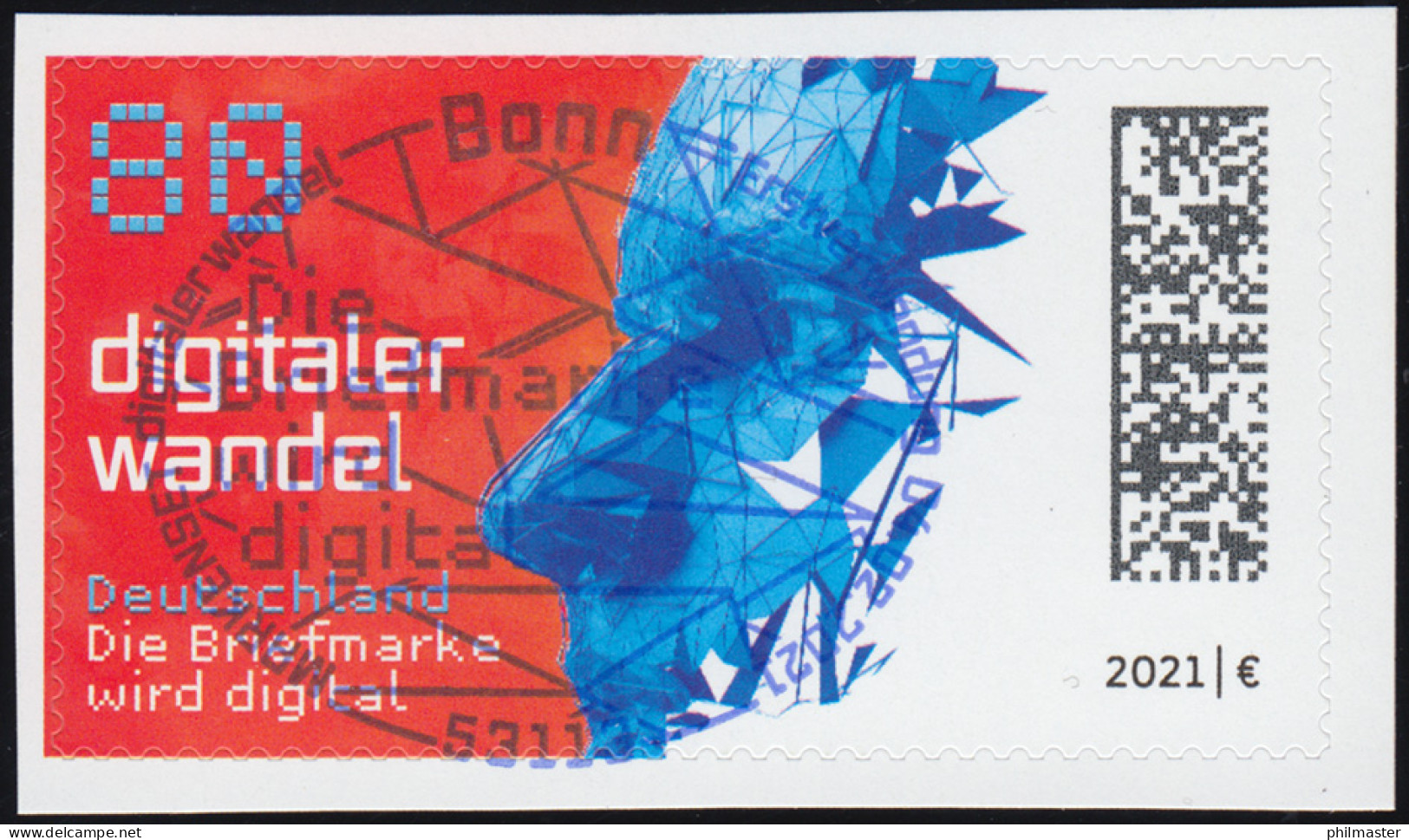 3592B Digitaler Wandel, Selbstkleb. Aus Folienblatt 104, ENG Gestanzt, EV-O Bonn - Gebraucht