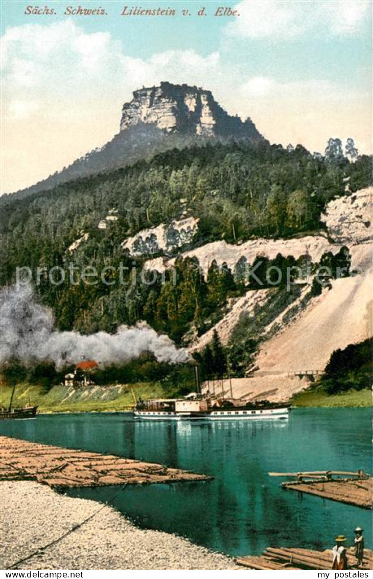 73668988 Saechsische Schweiz Lilienstein V.d. Elbe Dampfer Saechsische Schweiz - Rathen