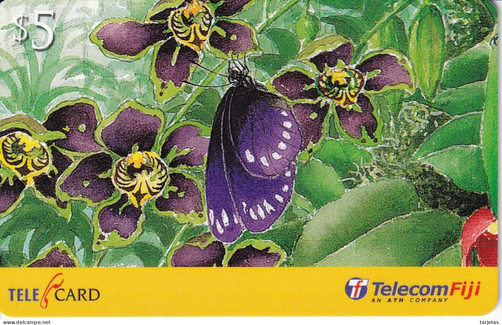 TARJETA DE FIJI DE $5 DE UNAS MARIPOSAS (MARIPOSA-BUTTERFLY) - Fidji