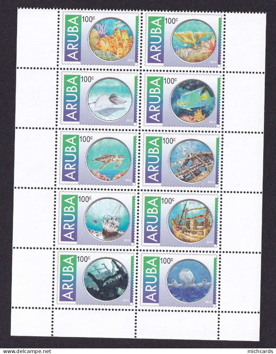 323 ARUBA 2012 - Y&T 661/70 - Poisson Coraux Epave - Neuf ** (MNH) Sans Charniere - Curacao, Netherlands Antilles, Aruba