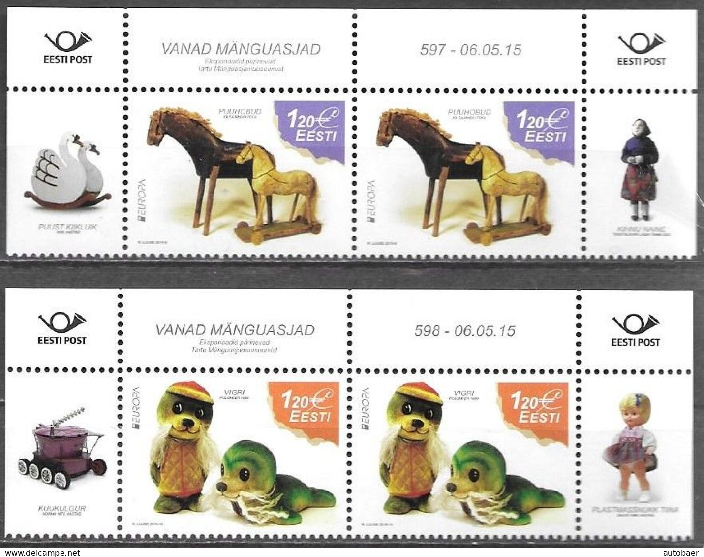 Estonia Estland Eesti Estonie 2015 Europa Cept Toys Mi.No. 822-23 Pairs MNH ** Neuf Postfrisch - 2015