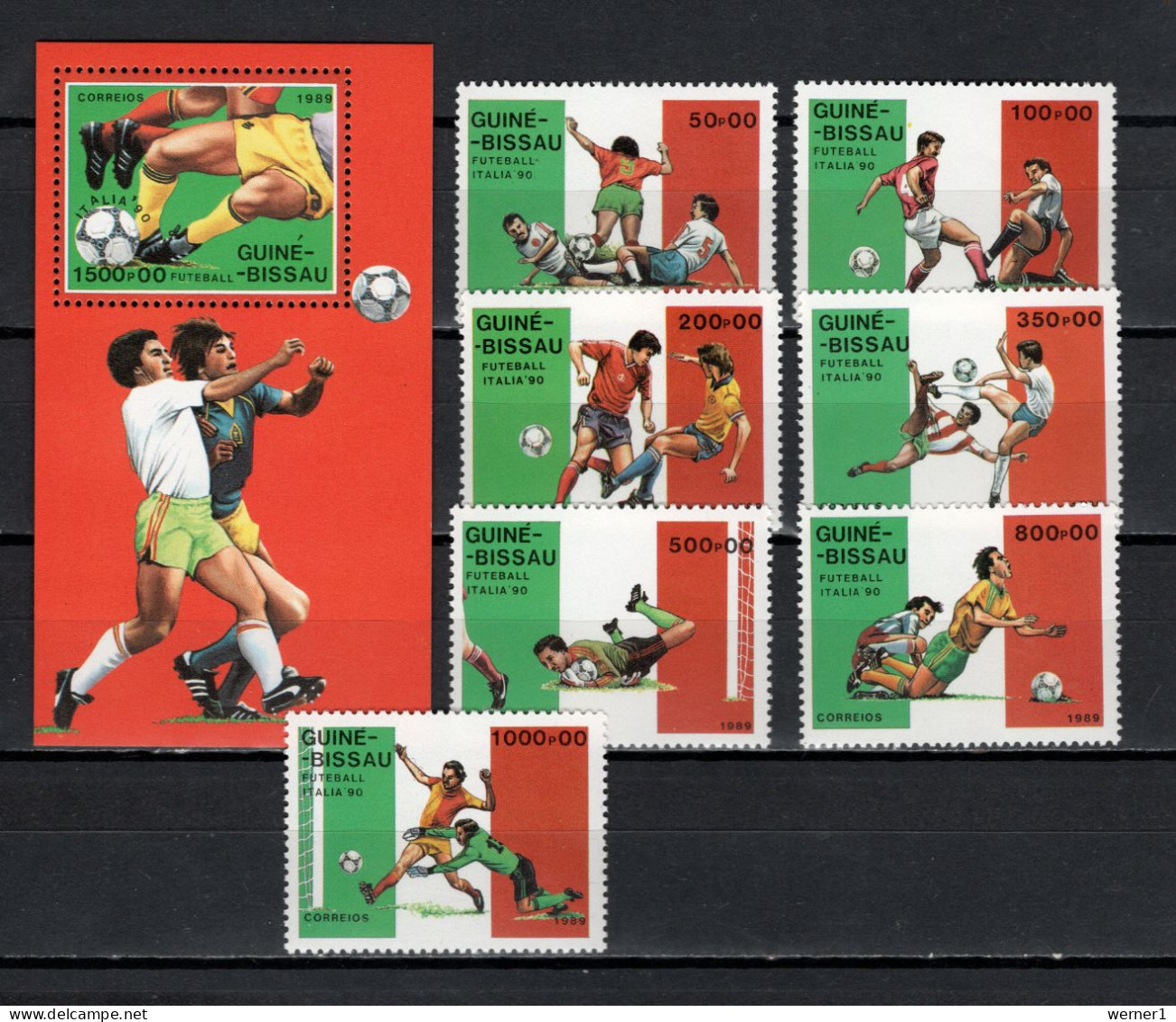 Guinea-Bissau 1989 Football Soccer World Cup Set Of 7 + S/s MNH - 1990 – Italy