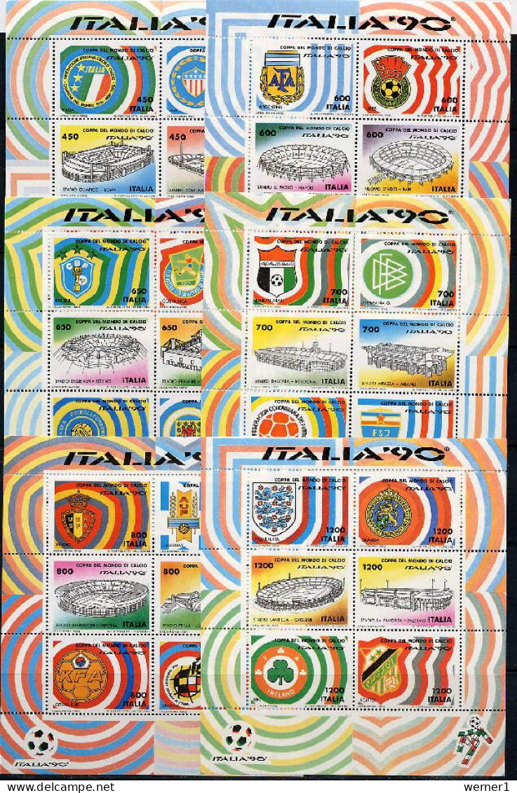 Italy 1990 Football Soccer World Cup Set Of 6 S/s MNH - 1990 – Italy