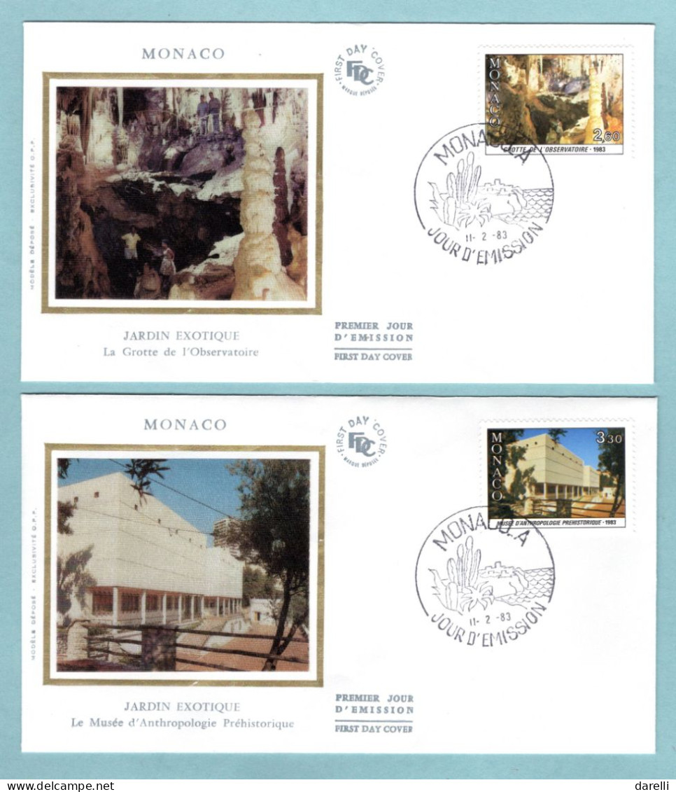 FDC Monaco 1983 - Jardin Exotique - Grotte De L'observatoire YT 1363 - Musée D'anthropologie YT 1364 - FDC