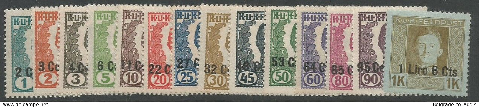 Italia Italien K.u.K. Austria Hungary Mi.I/XIV Complete Unissued Set Overprinted MH / * 1918 - Oostenrijkse Bezetting