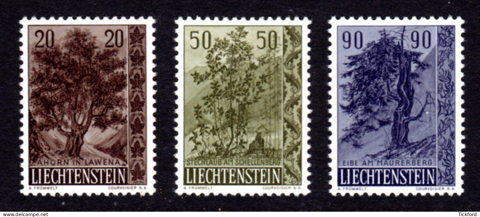 LIECHTENSTEIN 1958 - Yvert N° 333/335 - NEUFS ** LUXE / MNH - Arbres Et Arbustes (II), TB - Neufs