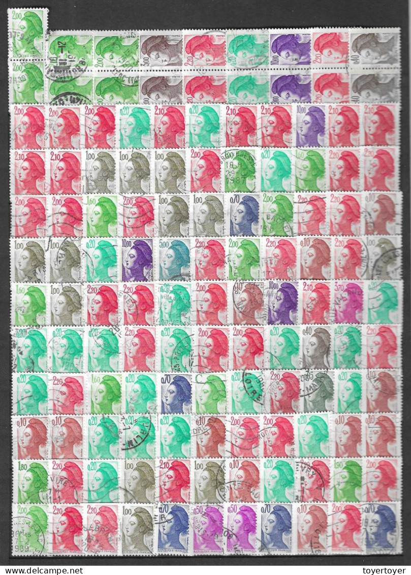 80  Lot De 1130 Liberté De Gandon Variées Oblitérés BEG - 1982-1990 Liberté (Gandon)