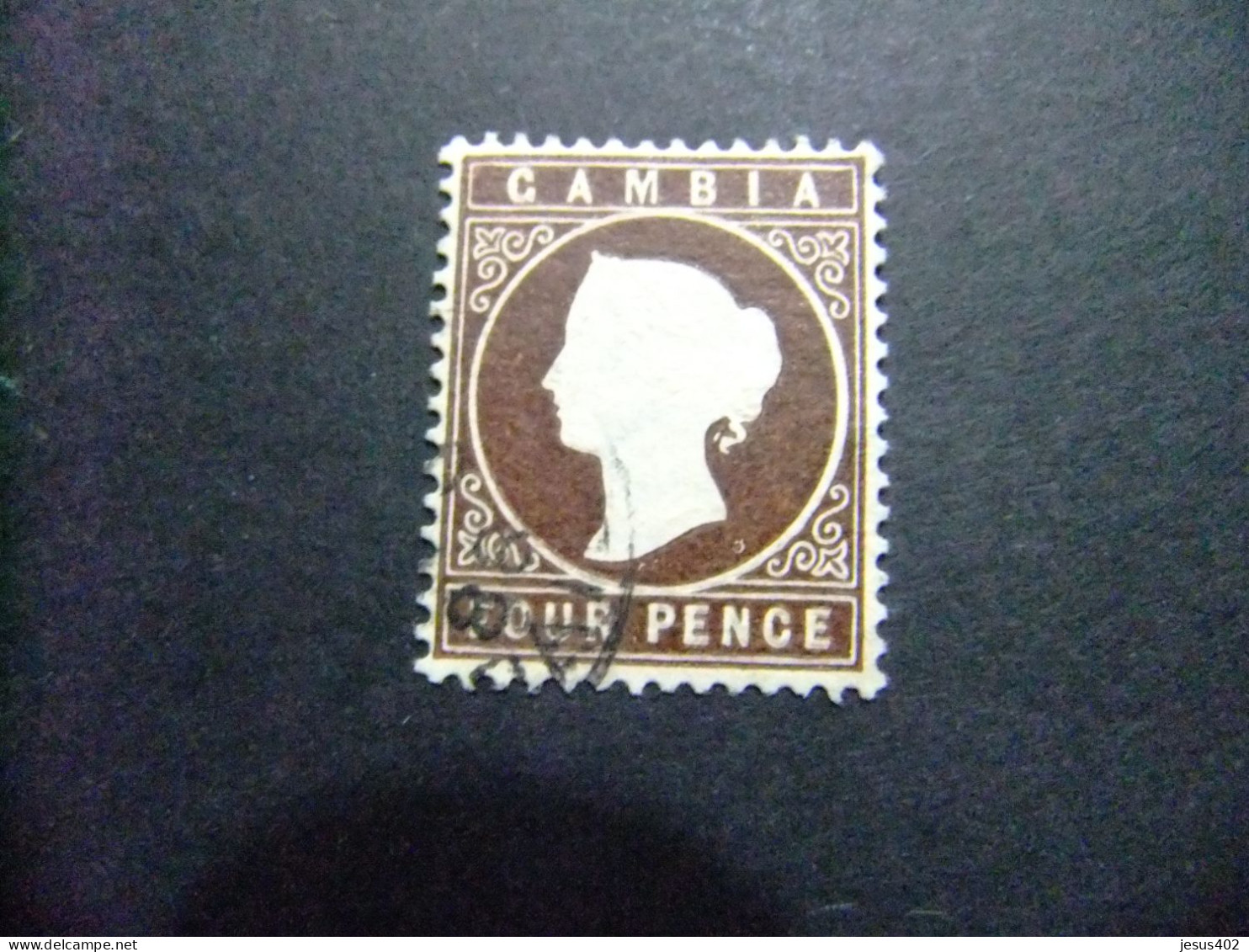 41 GAMBIA GAMBIE 1886 / REINA VICTORIA / Brun / YVERT 17 FU WMK CROWN CA Couché - Gambie (...-1964)
