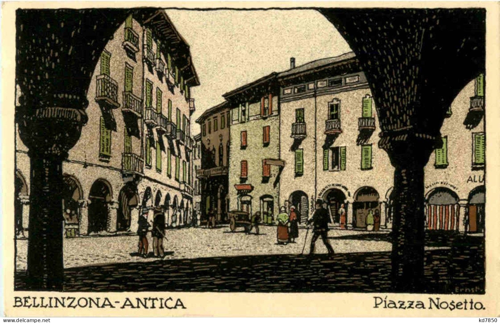 Bellinzona Antica - Künstlerkarte Ernst - Bellinzone