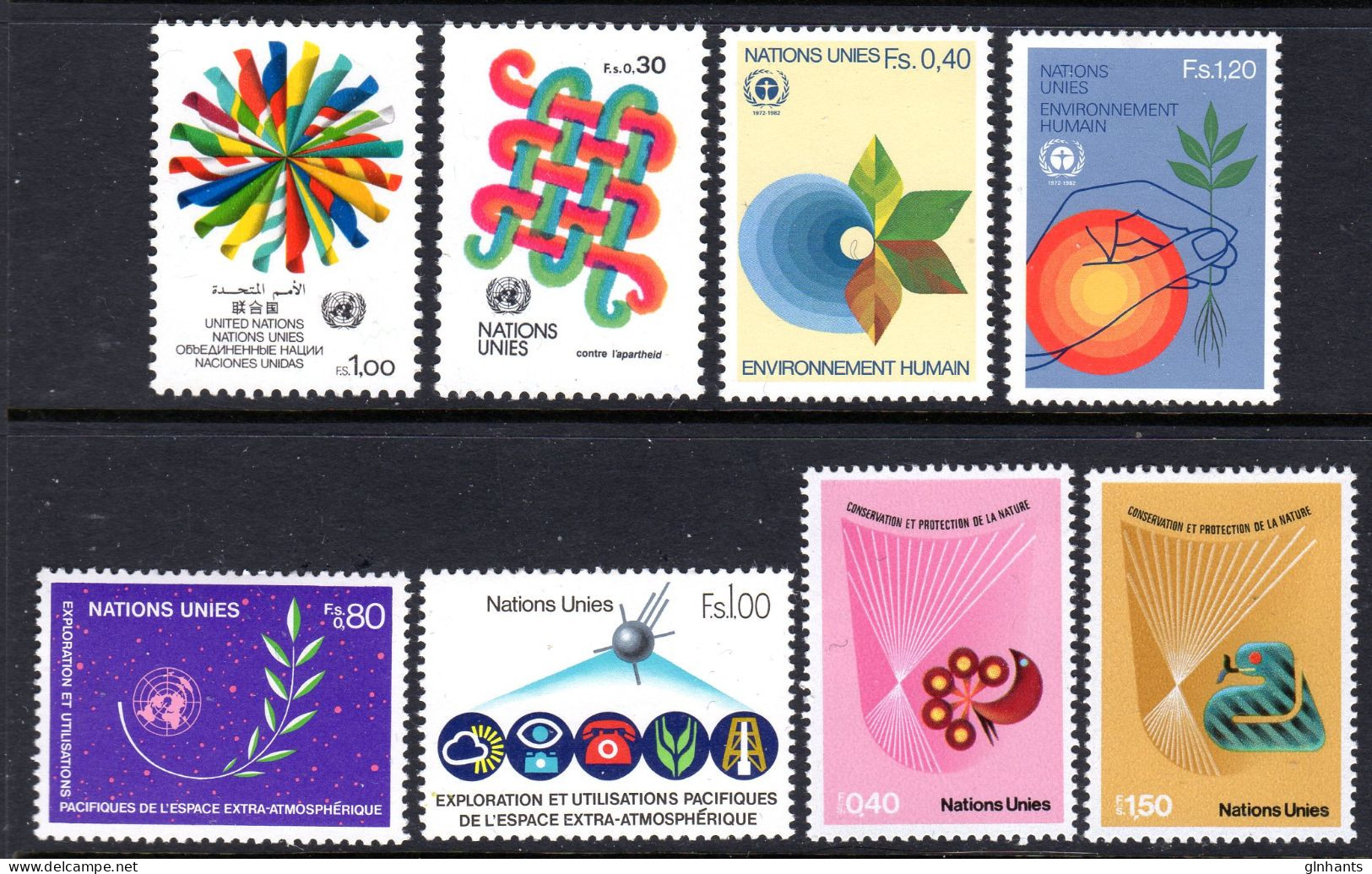 UNITED NATIONS UN GENEVA - 1982 COMPLETE YEAR SET (8V) AS PICTURED FINE MNH ** SG G105-G112 - Neufs