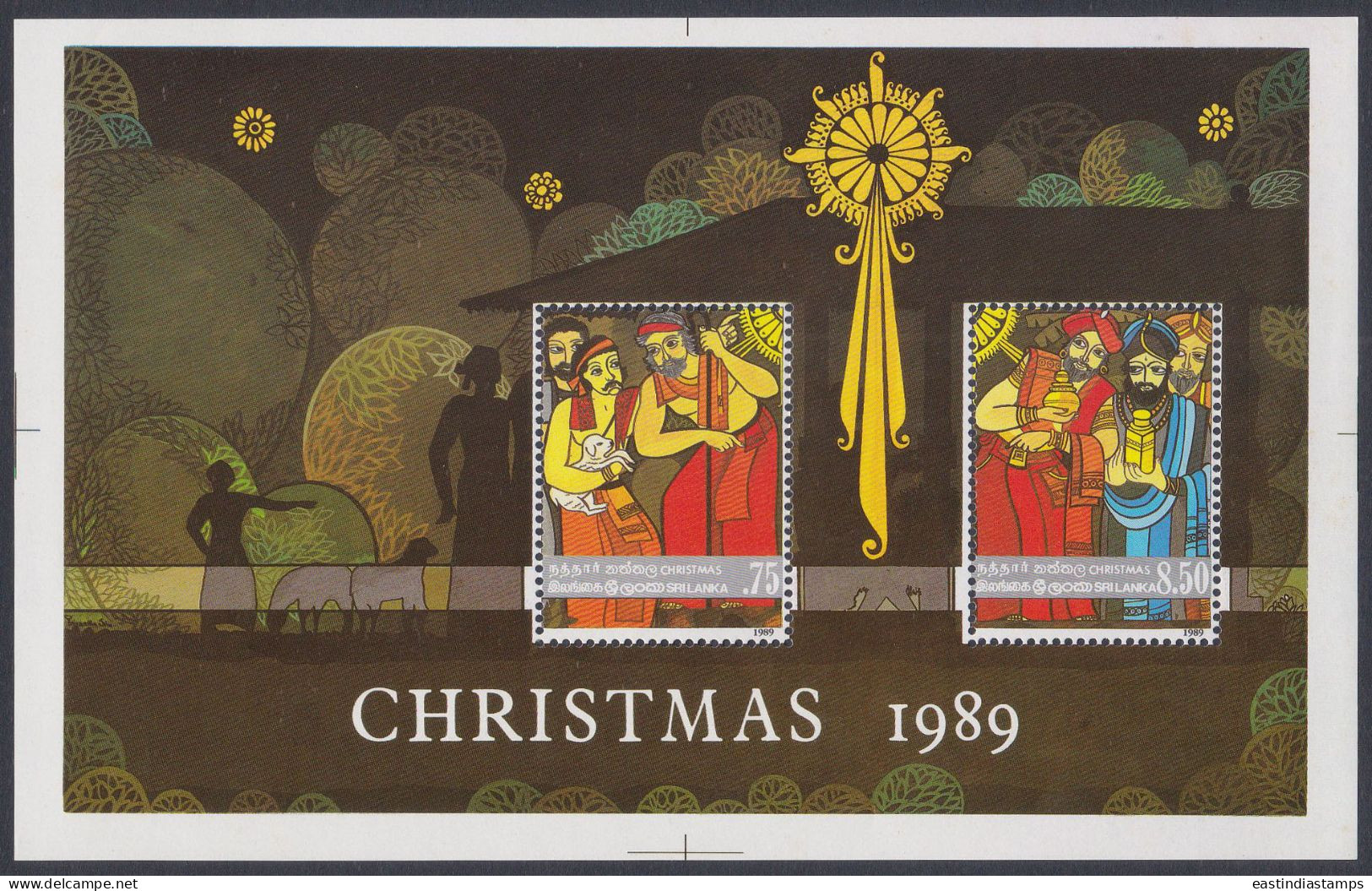 Sri Lanka Ceylon 1989 MNH MS Christmas, Christianity, Christian, Religion, Festival, Miniature Sheet - Sri Lanka (Ceilán) (1948-...)