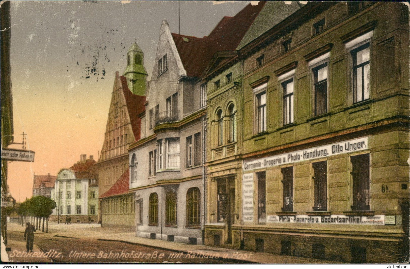 Ansichtskarte Schkeuditz Germania Drogerie, Bahnhofstraße 1925 - Schkeuditz