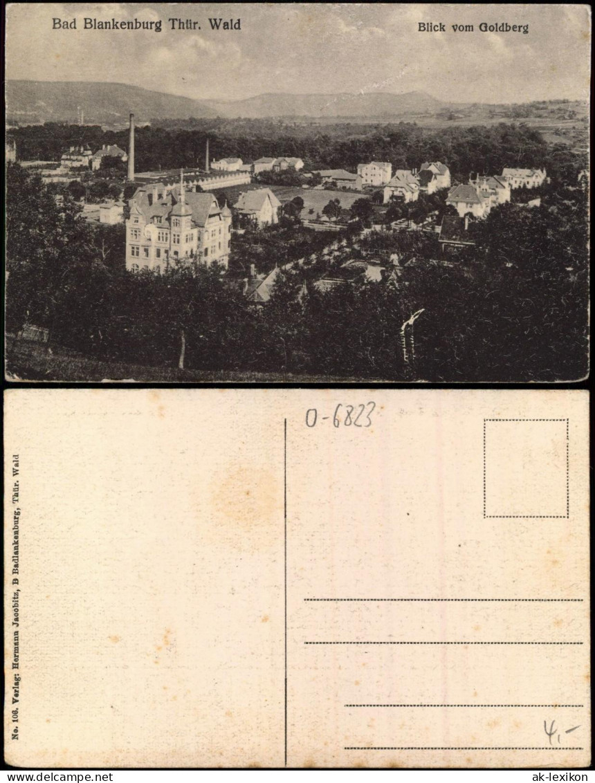 Ansichtskarte Bad Blankenburg Blick Vom Goldberg 1920 - Bad Blankenburg