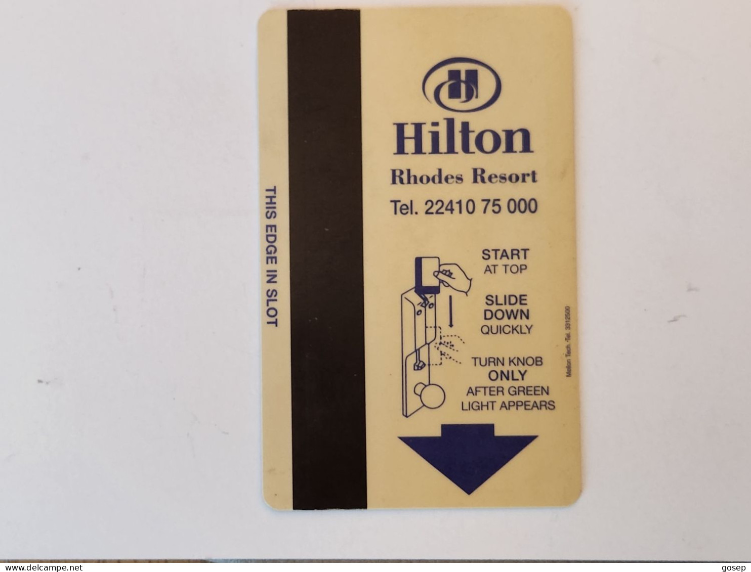 ISRAEL-HILLTON-HOTAL KEY-(1095)(?)GOOD CARD - Cartas De Hotels