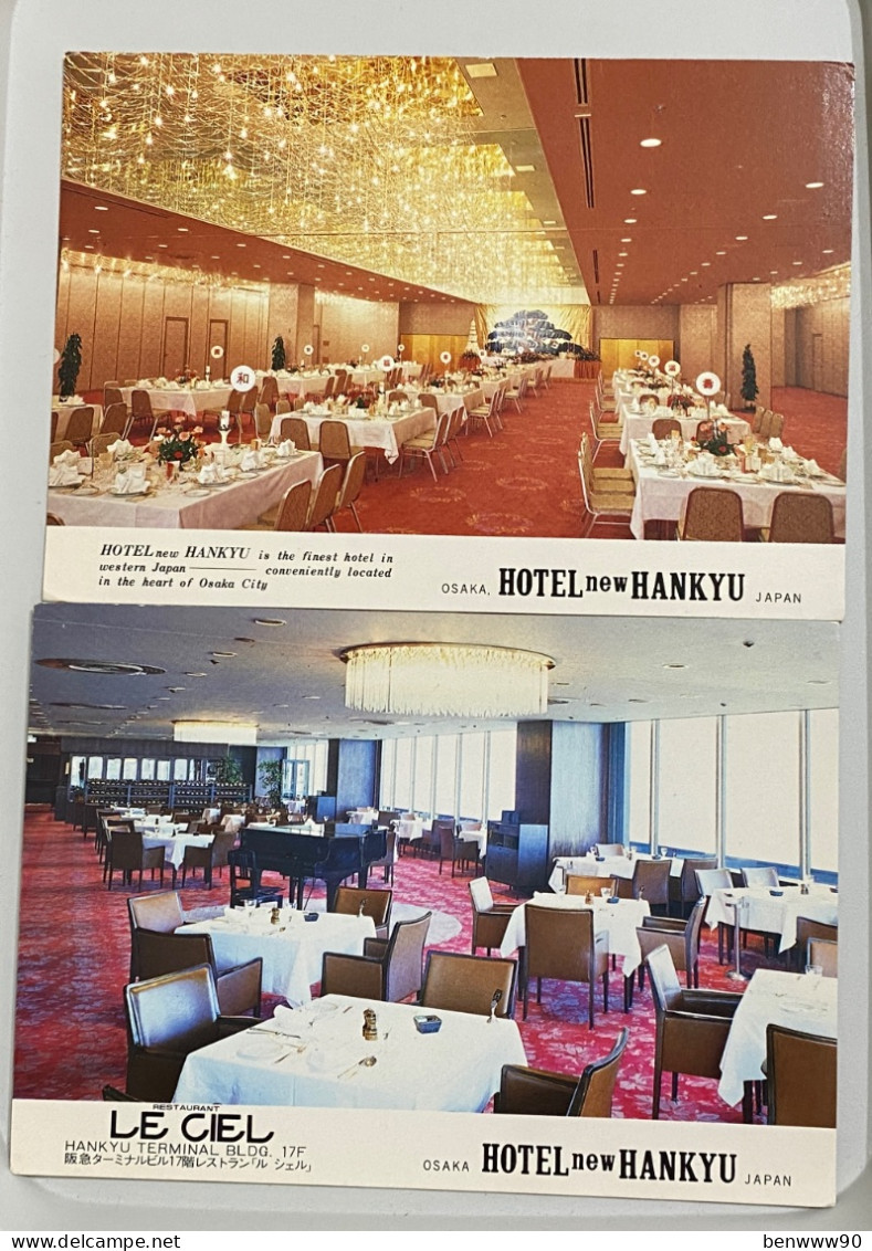 Lot Of 2 Restaurant Le Ciel, Hotel New Hankyu Osaka   , JAPAN JAPON POSTCARD - Osaka