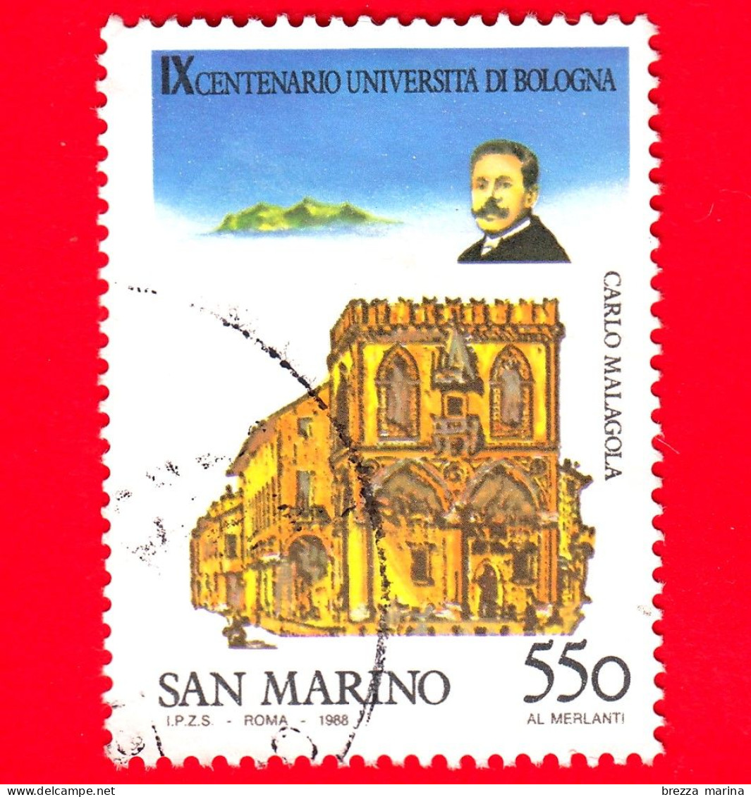 SAN MARINO - Usato - 1988 - 9º Centenario Dell'università Di Bologna - Palazzo Dei Mercanti E C.Malagola - 550 - Oblitérés