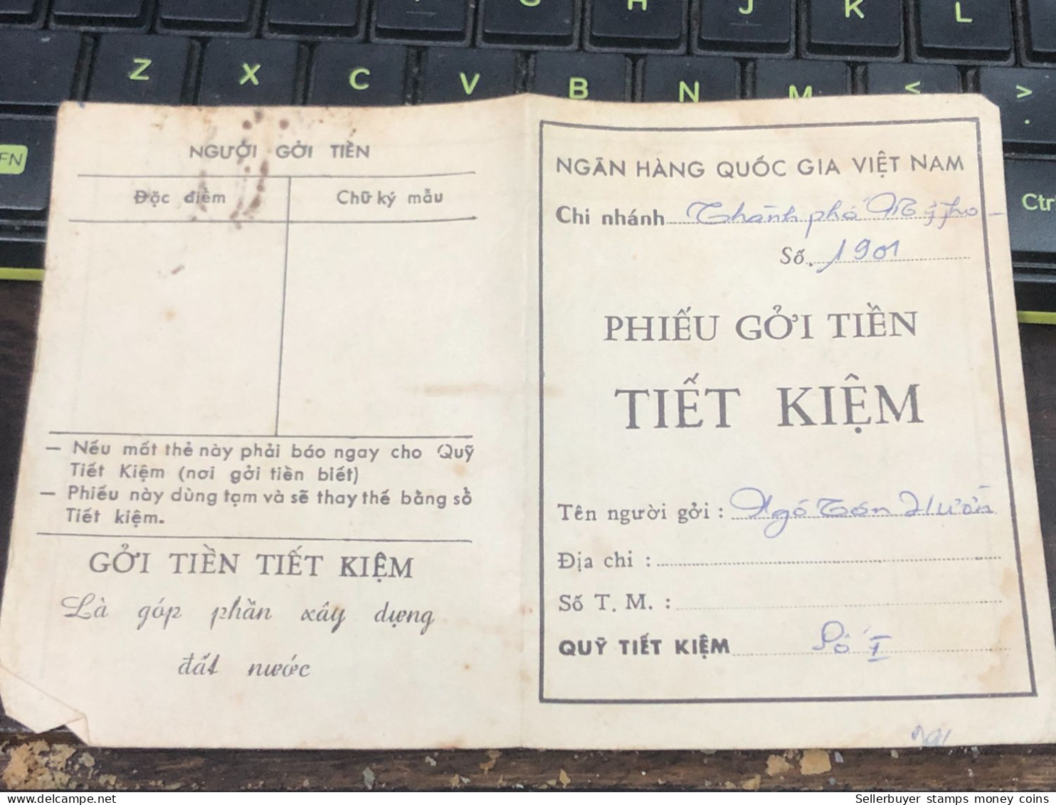 VIET NAM SOUTH STATE BANK SAVINGS BOOK PREVIOUS -1 975-PCS 1 BOOK - Cheques En Traveller's Cheques