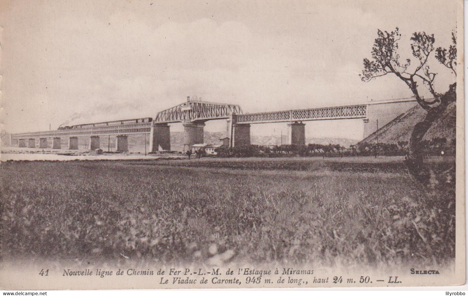 FRANCE - Nouvelle Ligne De Cemin De Fer P-L-M De L'Estaque A Miramas La Viaduc De Caronte - Railway With Train LL41 - Ouvrages D'Art