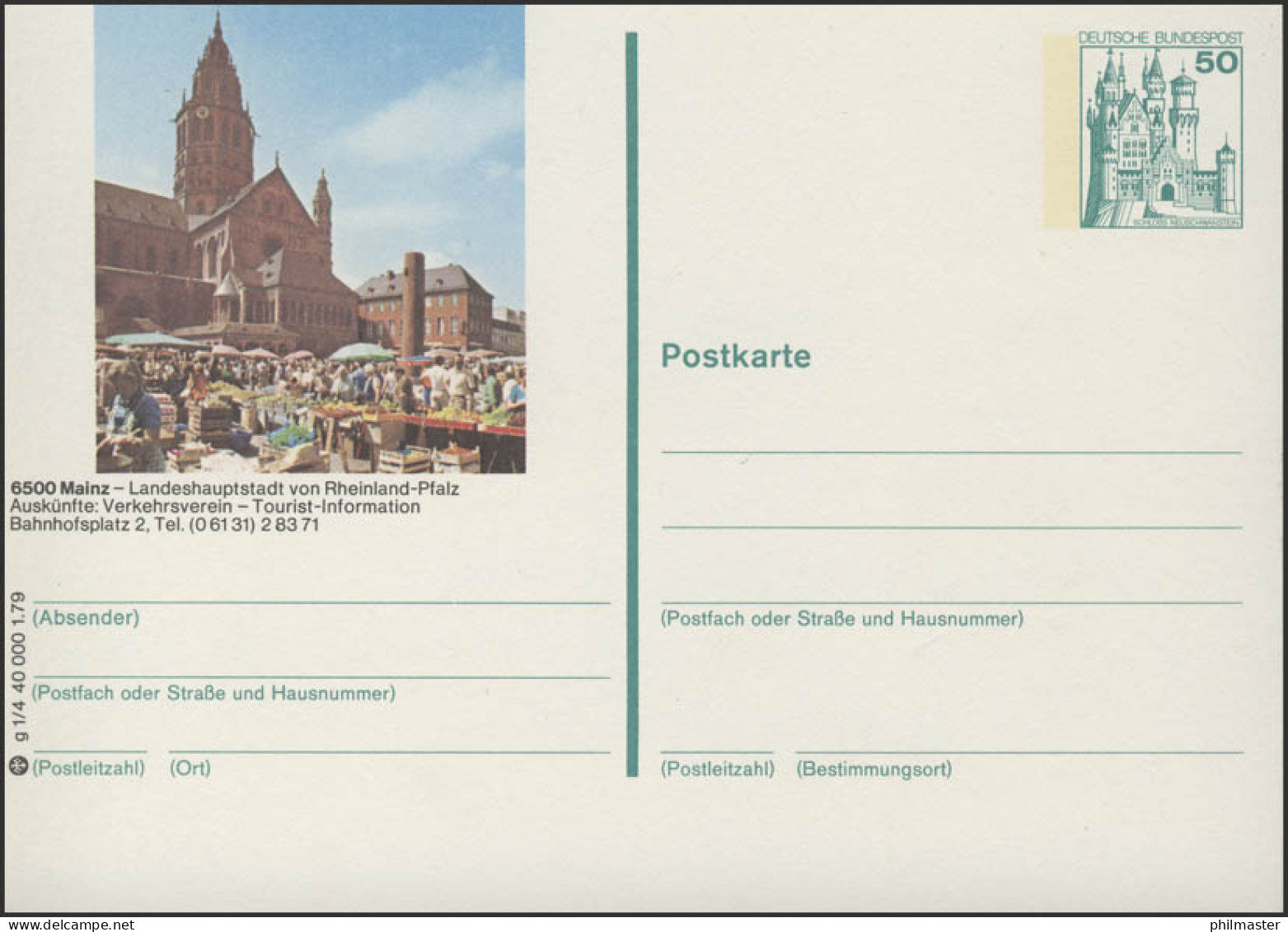 P129-g1/004 - 6500 Mainz, Mainzer Dom Mit Markt ** - Cartes Postales Illustrées - Neuves