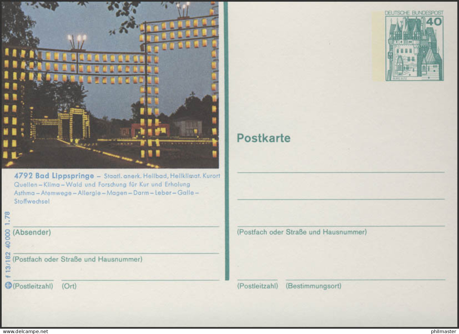 P125-f13/182 - 4792 Bad Lippspringe, Kurpark Bei Nacht ** - Illustrated Postcards - Mint