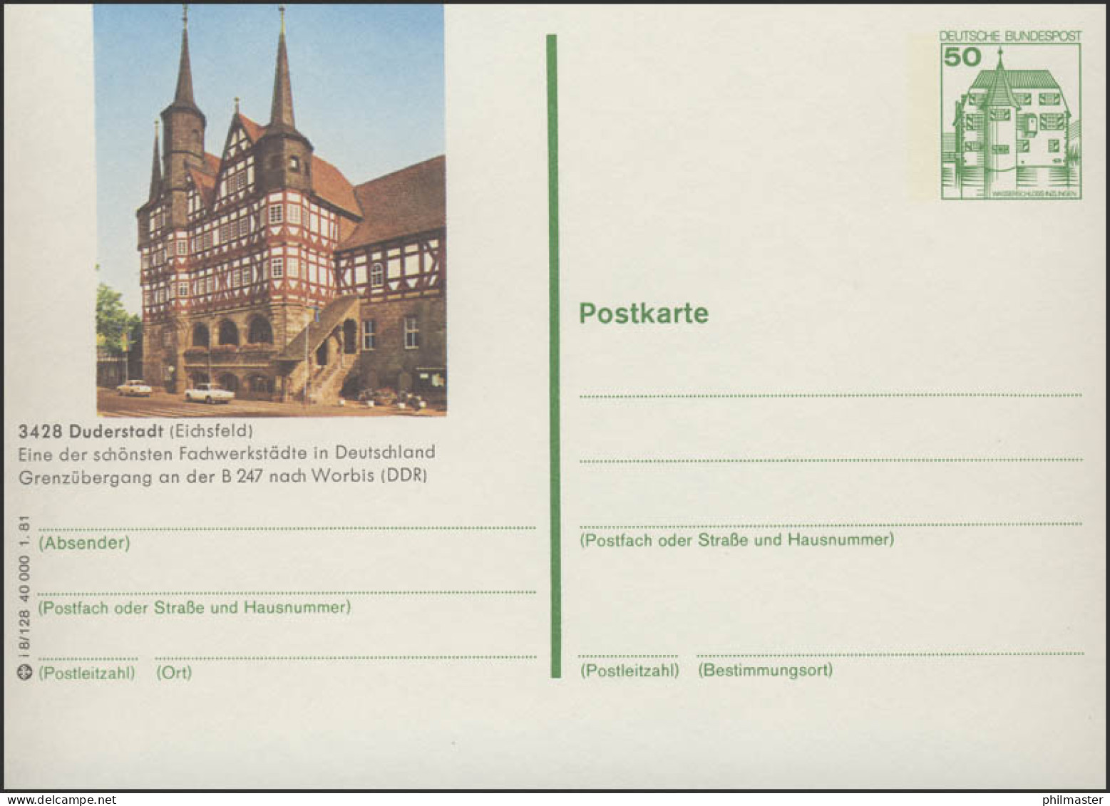 P134-i8/128 - 3428 Duderstadt - Fachwerksgebäude ** - Bildpostkarten - Ungebraucht