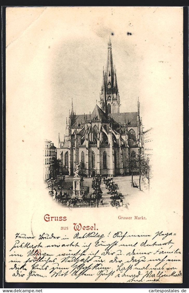 AK Wesel / Rhein, Grosser Markt Mit Kirche  - Wesel