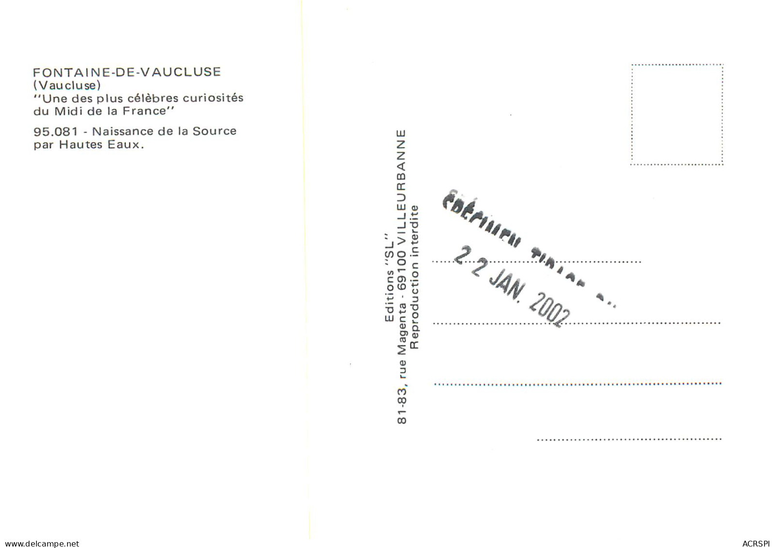 FONTAINE DE VAUCLUSE Naissance De La Source Par Hautes Eaux 16(scan Recto-verso) ME2625 - Beaumes De Venise
