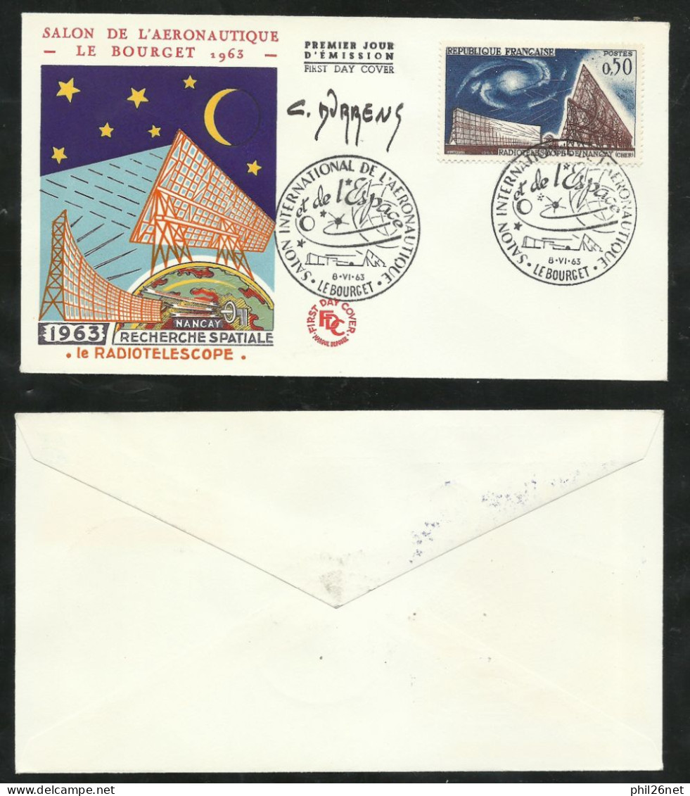 FDC  Lettre Premier Jour Illustrée  N° 1362 Le Bourget 8/6/1963 Signée Du Graveur C Durrens  B/TB Voir Scan Soldé  ! ! ! - Briefe U. Dokumente