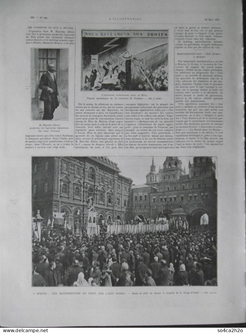 L'ILLUSTRATION N°3351 18/05/1907 La Naissance Du Prince Héritier D'Espagne; Les Vignerons Du Midi à Béziers - L'Illustration