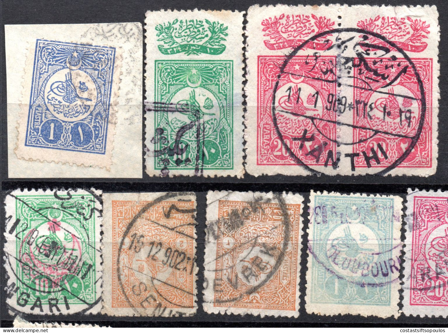 3002.TURKEY .28 OLD POSTMARKS LOT. 5 SCANS - Usati