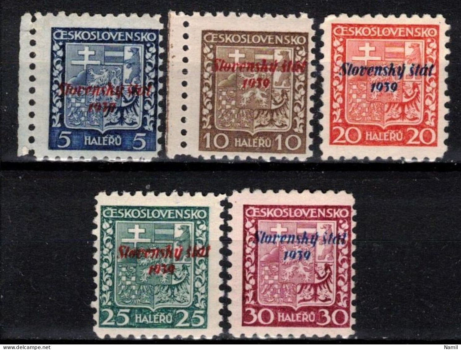 Slovaquie 1939 Mi  2-6 (Yv 1-5), (MNH)** - Neufs