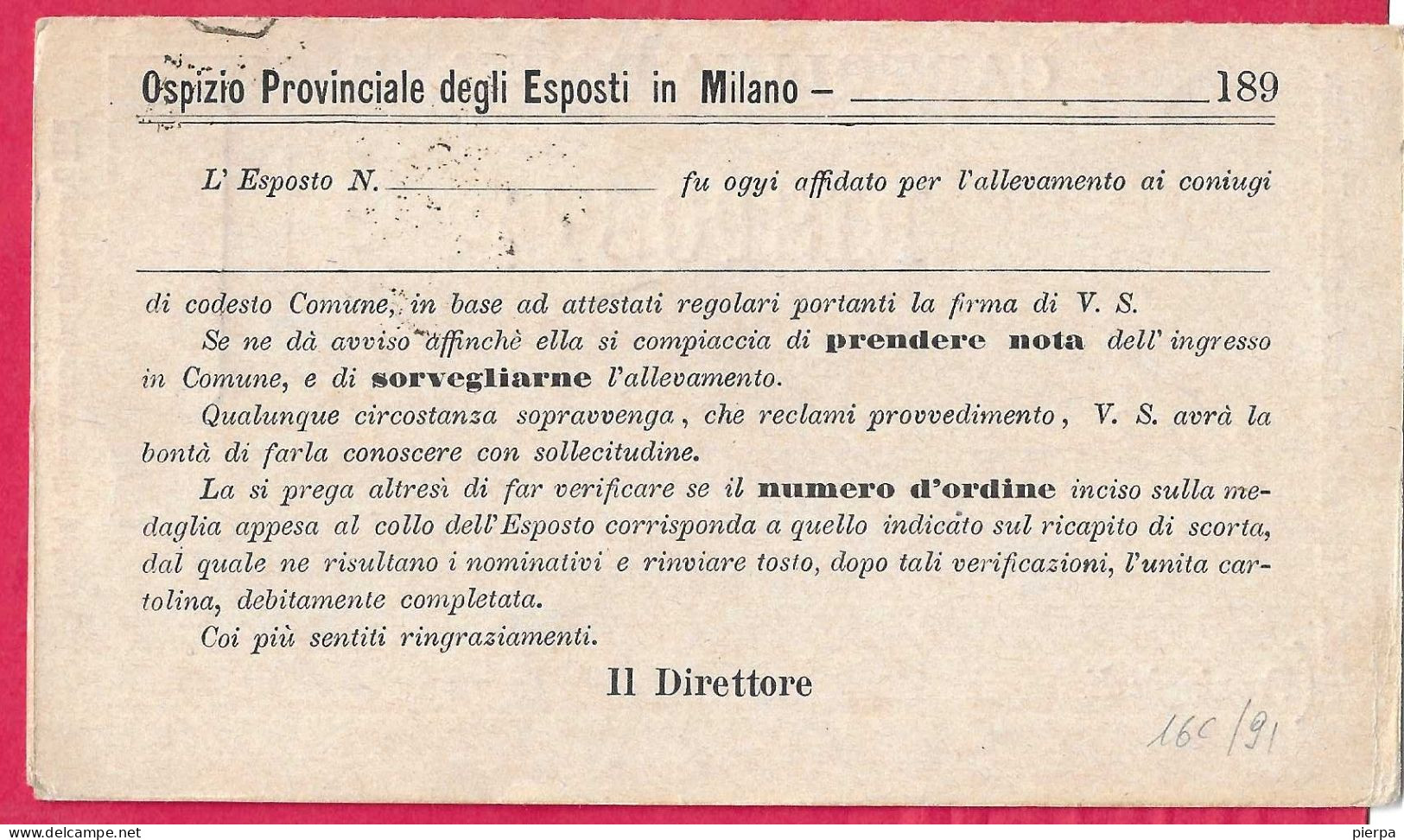 REPIQUAGE - INTERO CARTOLINA UMBERTO (INT. 16C/91 D+R) - ANNULLO "ANNULLATO" - PRESTAMPATO INDIRIZZO - Ganzsachen