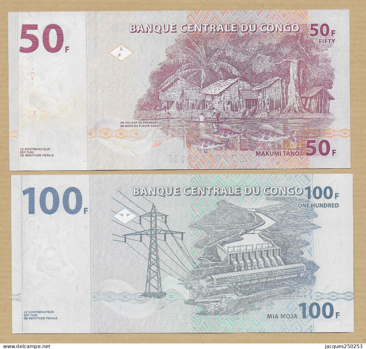 50 FRANCS 2013 ET 100 FRANCS 2007  NEUF - République Du Congo (Congo-Brazzaville)