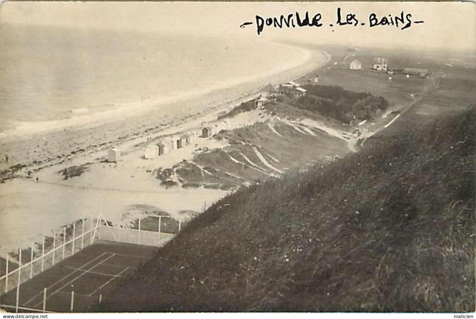 - Dpts Div. -ref-BN425- Donville Les Bains - Carte Photo Vue Generale De La Plage Et Des Dunes - Tennis - Sports - - Otros & Sin Clasificación