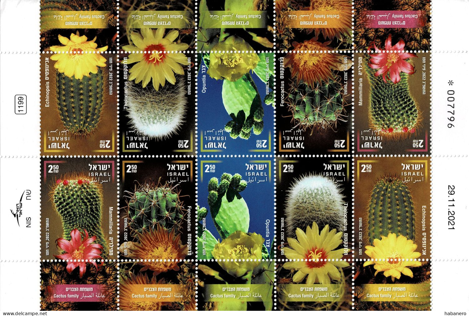 ISRAEL 2022 Mi 2785-2789 CACTUSSES MINT MINIATURE SHEET ** - Blocks & Kleinbögen