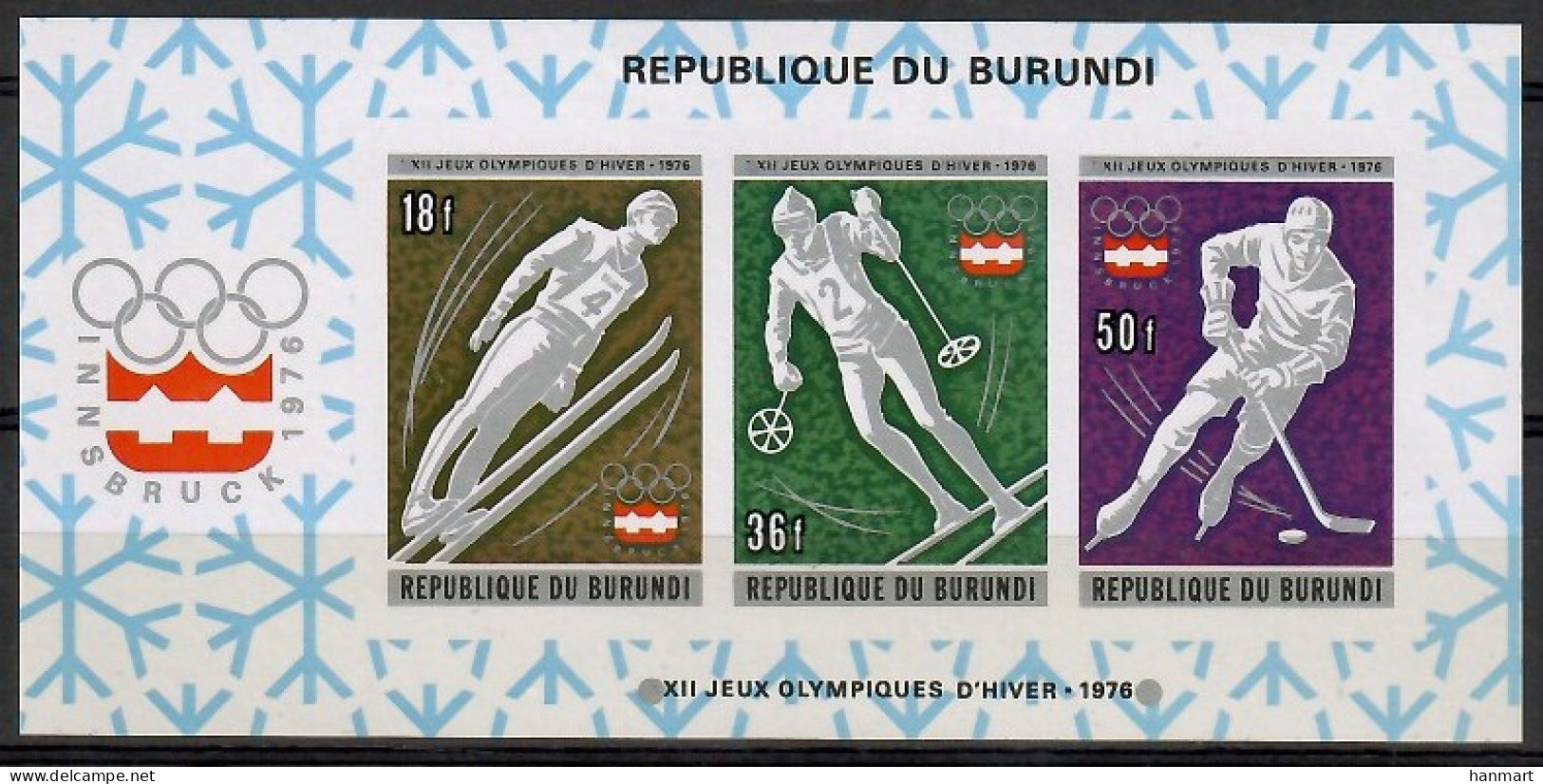 Burundi 1976 Mi Block 90B MNH  (ZS4 BURbl90B) - Inverno
