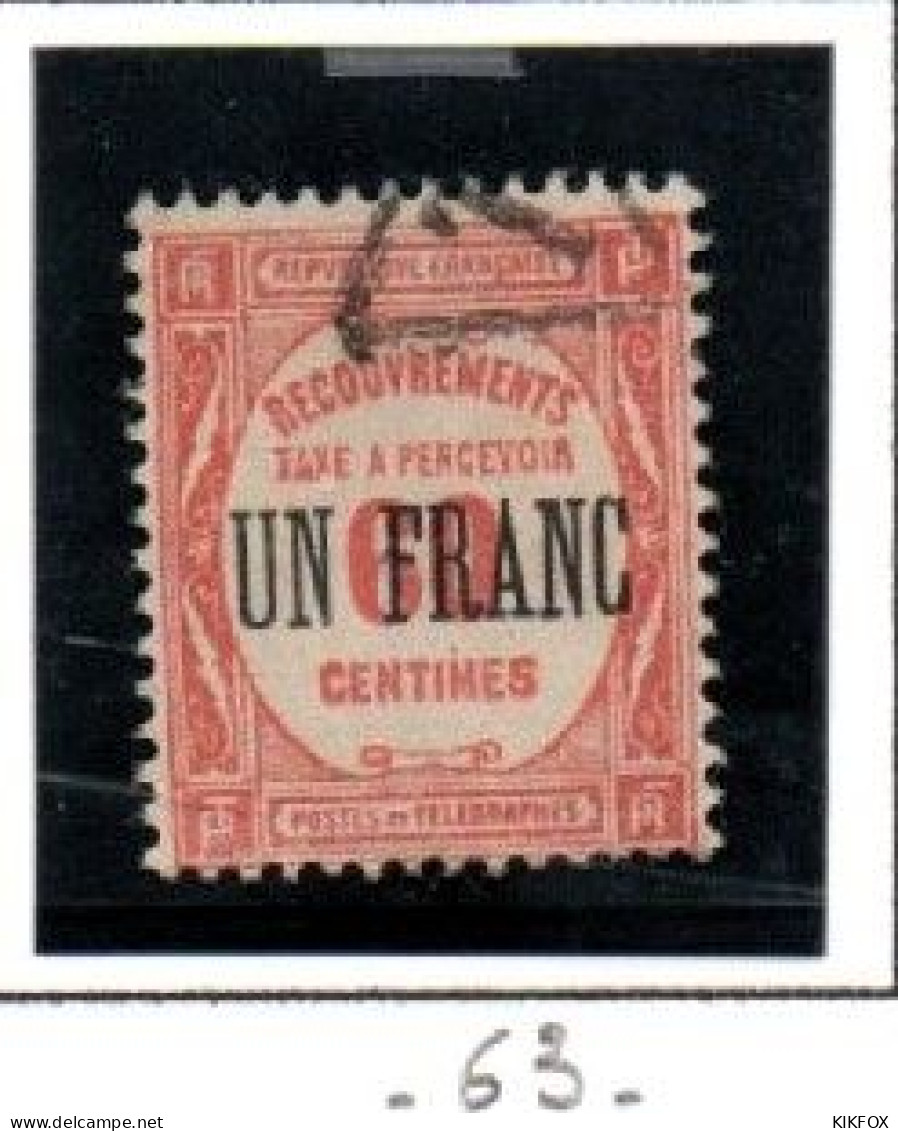 FRANCE ,FRANKREICH , 1931,  MI  67,  YT  63, TAXE,  1 FRANC A 60, PERCEVOIR OBLITERES, GESTEMPELT - 1859-1959 Gebraucht