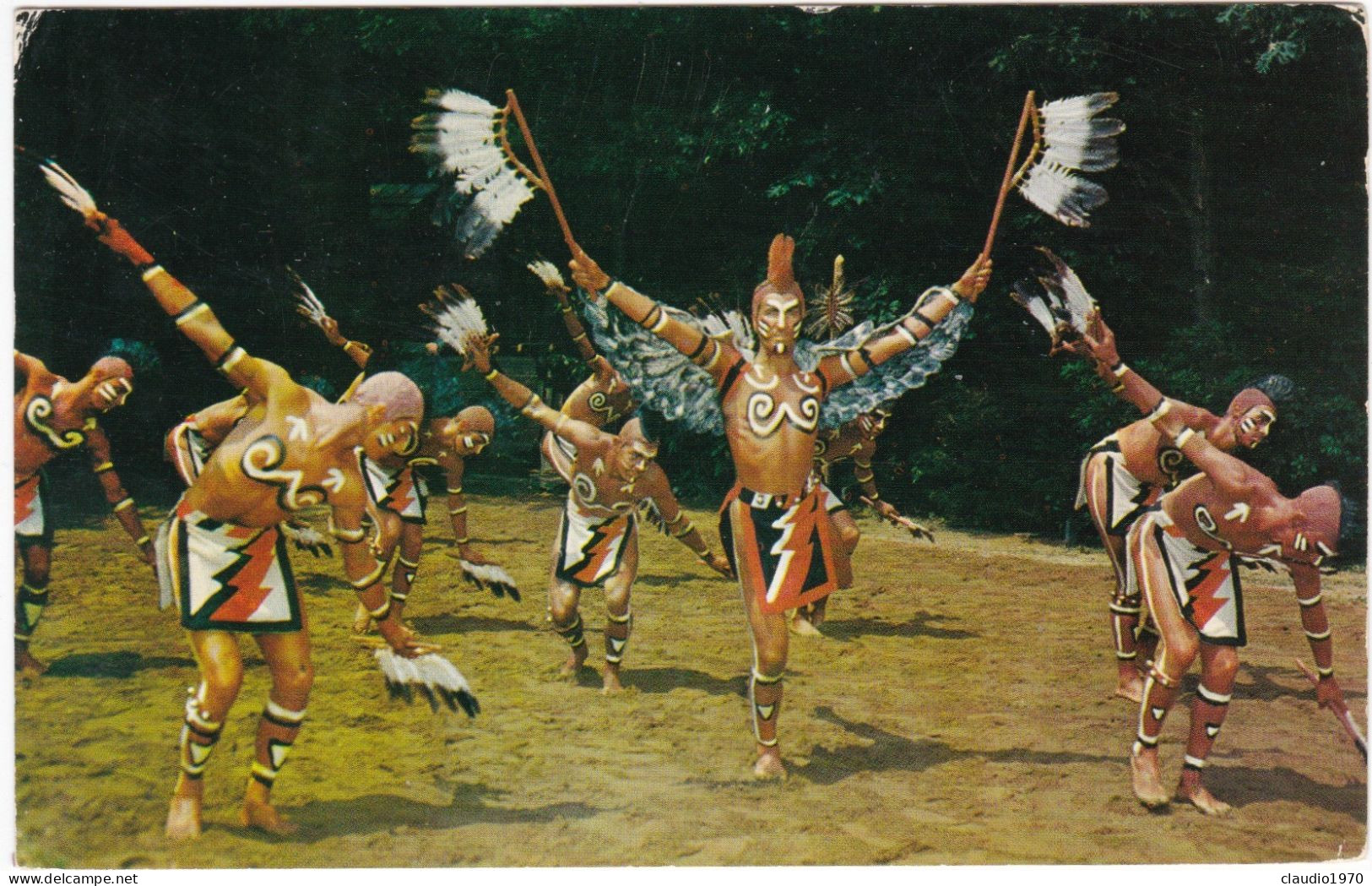 USA - NORTH CAROLINA - CARTOLINA  -  CHEROKEE INDIAN EAGLE DANCE - VG .PER CORNIGLIANO (GE) - 1961 - ITALIA - Sonstige & Ohne Zuordnung