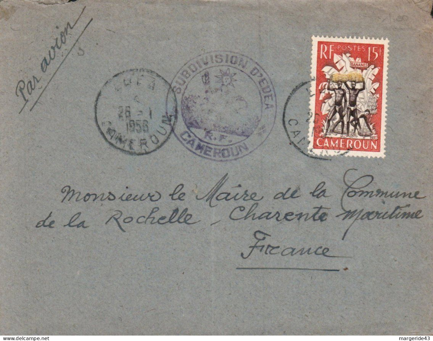 CAMEROUN SEUL LETTRE DE EDEA POUR LA FRANCE 1956 - Brieven En Documenten