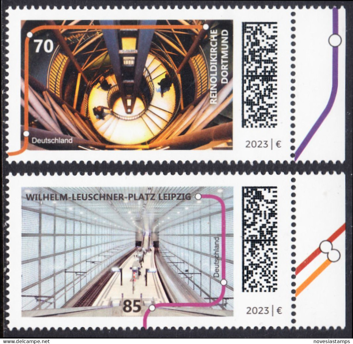 !a! GERMANY 2023 Mi. 3759-3760 MNH SET Of 2 SINGLES W/ Right Margins (b) - Subway-stations: Dortmund / Leipzig - Ungebraucht