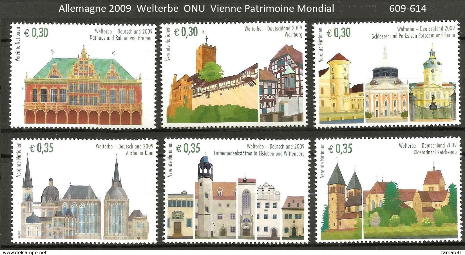 ONU Nations Unies Complet Vienne **  2000 2001 2002 2003 2004 2005 2006 2007 2009 Patrimoine Mondial issus carnets