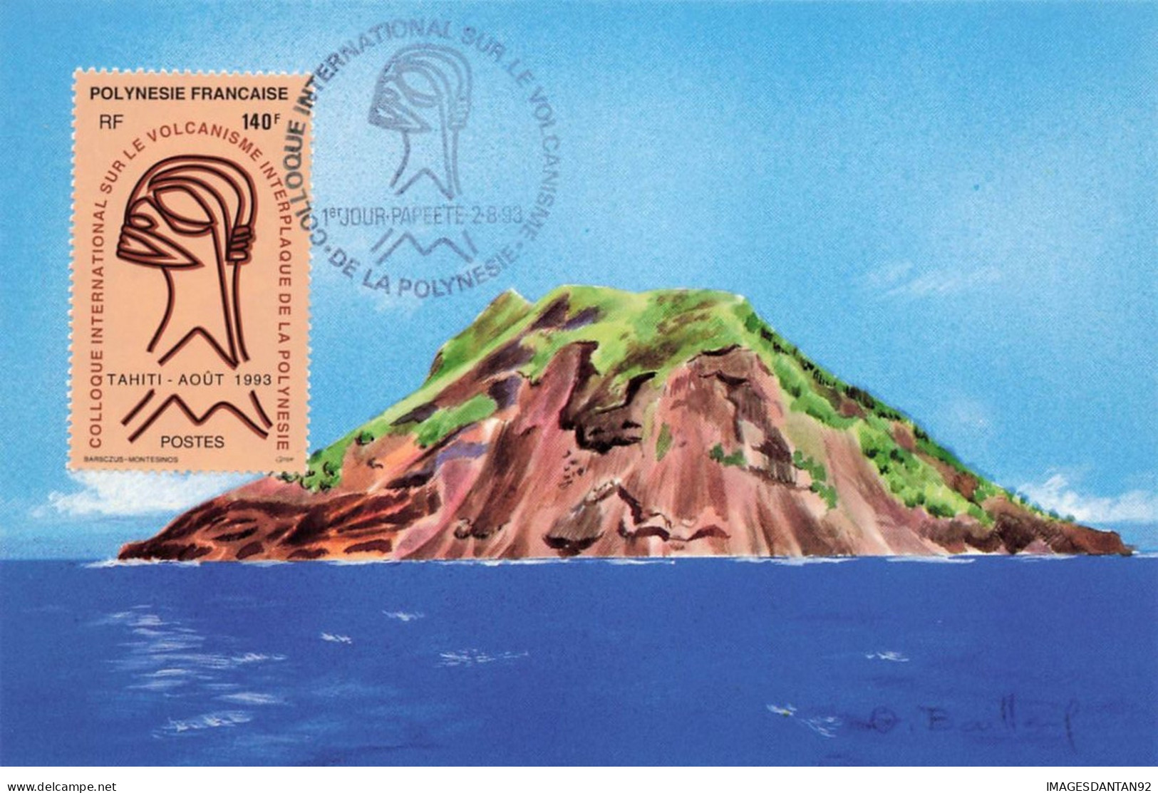 CARTE MAXIMUM #23524 POLYNESIE FRANCAISE PAPEETE 1993 COLLOQUE VOLCANISME TAHITI VOLCAN - Maximum Cards