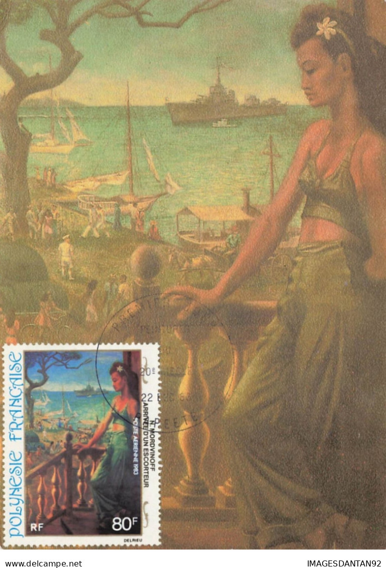 CARTE MAXIMUM #23718 POLYNESIE FRANCAISE PAPEETE 1983 PEINTURES 20 EME SIECLE ARRIVEE ESCORTEUR - Maximum Cards